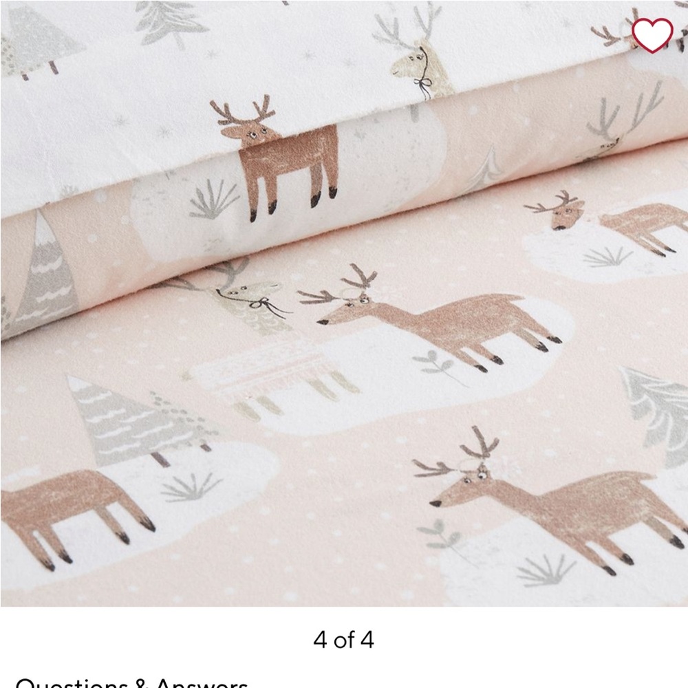 Pottery Barn Kids winter Pink blush Reindeer Duvet Cover and sham organic cotton - Picture 5 of 10